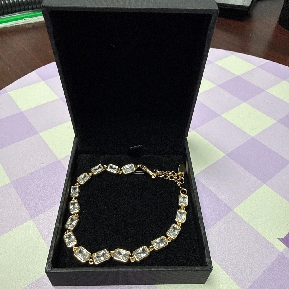 Gold Plated 5A Cubic Zirconia Emerald Cut Adjustable Tennis Bracelet for Women